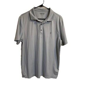 Izod Golf Mens Short Sleeve Gray Polo Shirt Size Medium M Stretch